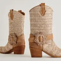HOSS BOOTS BROWN MULTI RAFFIA