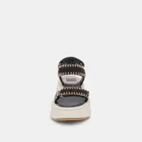 DEBRA SANDALS BLACK WHITE NUBUCK(BLACK WHITE NUBUCK,5)