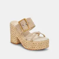EDWINA HEELS WHITE NATURAL RAFFIA(WHITE NATURAL RAFFIA,5)