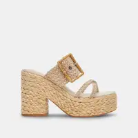 EDWINA HEELS WHITE NATURAL RAFFIA
