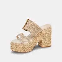 EDWINA HEELS WHITE NATURAL RAFFIA(WHITE NATURAL RAFFIA,5)