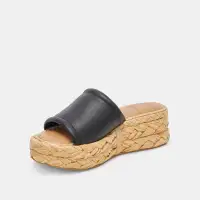 CHAVI WIDE SANDALS BLACK LEATHER(BLACK LEATHER,6W)