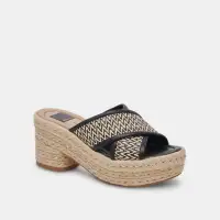 ELDORA HEELS WHITE BLACK RAFFIA(WHITE BLACK RAFFIA,5)