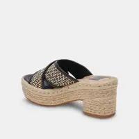 ELDORA HEELS WHITE BLACK RAFFIA(WHITE BLACK RAFFIA,5)
