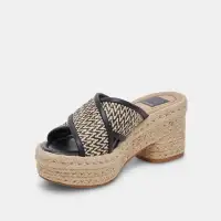ELDORA HEELS WHITE BLACK RAFFIA(WHITE BLACK RAFFIA,5)