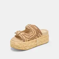 FALYN SANDALS BROWN NATURAL WOVEN RAFFIA(BROWN NATURAL WOVEN RAFFIA,5)