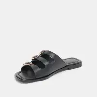 FIN SANDALS BLACK LEATHER(BLACK LEATHER,6)