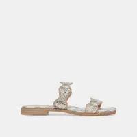 ILVA SANDALS GREY WHITE EMBOSSED LEATHER