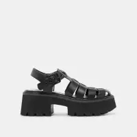 LASLY TONAL SANDALS BLACK LEATHER