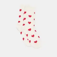 HEARTS CREW SOCKS WHITE RED