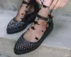 Black TUKskin™ Pointed Studded Sandal(US: Womens 5,Black)