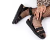 Black TUKskin Studded Ankle Strap Sandal(US: Womens 5,Black)