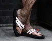 White & Red Spike Viva Low Flip Flop(US: Womens 5,White/Red)
