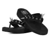 Black & Silver Spike Viva Low Flip Flop(US: Womens 5,Black/Grey)