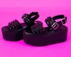 Black Patent Studded Strato Sandal(US: Womens 5,Black)