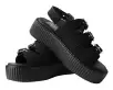 Black Faux Suede 3-Buckle Mondo Sandal(US: Womens 5,Black)