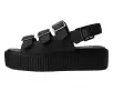 Black Faux Suede 3-Buckle Mondo Sandal(US: Womens 5,Black)