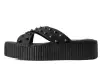 Black TUKskin™ Cross Strap Studded Sandal(US: Womens 5,Black)