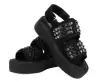 Black Suede Velcro Studded Sandal(US: Womens 5,Black)