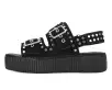 Black Suede Flat Stud Viva Mondo Sandal(US: Womens 5,Black)