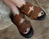 Brown Suede Flat Stud Viva Mondo Sandal(US: Womens 5,Brown)