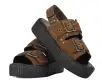 Brown Suede Flat Stud Viva Mondo Sandal(US: Womens 5,Brown)