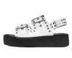 White TUKskin Flat Stud Viva Mondo Sandal(US: Womens 5,White)