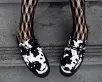 Cow Print Creeper Mule(US: Womens 5,Black/White)
