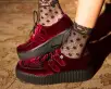 Burgundy Velvet Viva Mondo Creepers(US: Mens 3 / Womens 5,Burgundy)
